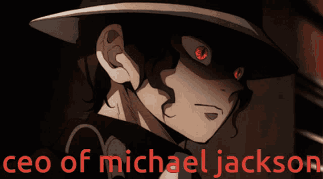 a picture of a man with red eyes and the words ceo of michael jackson below it