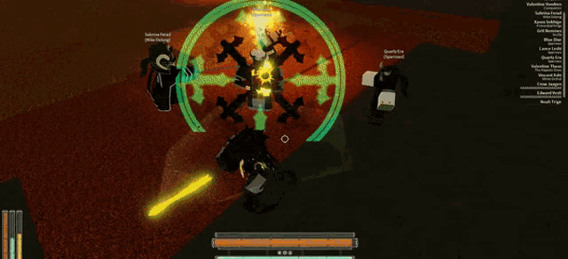 a screenshot of a video game shows a person holding a sword and the words " quartz cup government "
