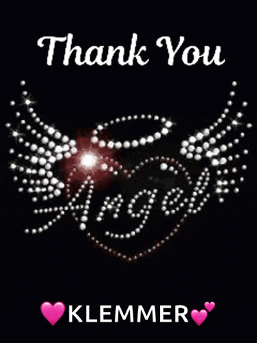 a black background with angel wings and the words " thank you "