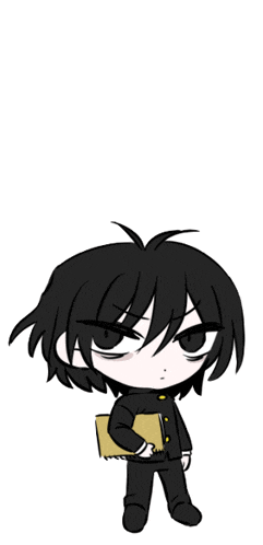 a boy with black hair is holding a book in his hand