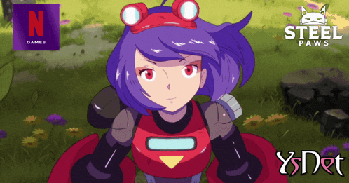 an advertisement for steel paws shows a girl in a robot outfit
