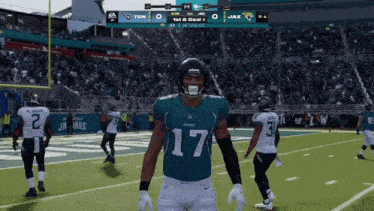 a football player wearing a jersey with the number 17 on it