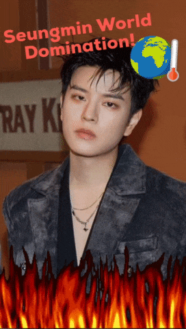 a picture of a young man with the words seungmin world domination on it