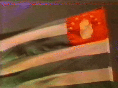 a painting of a red white and green flag with a yellow star on it