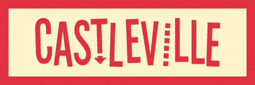 a blue and black sign that says castleville on it