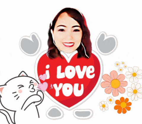 a picture of a woman with a heart that says " i love you "