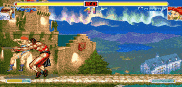a video game with vegas and cammy fighting