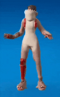 a cartoon character is standing on a blue background wearing a scarf and gloves .