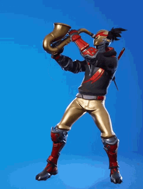 a man is playing a saxophone in a video game