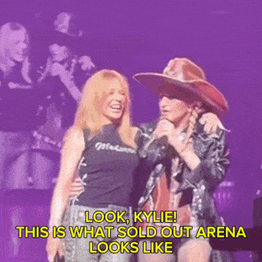 a woman in a cowboy hat says look kylie