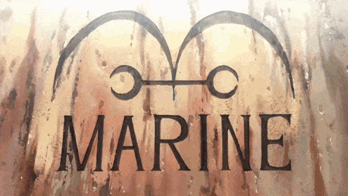 the word marine is written in black on a brown background