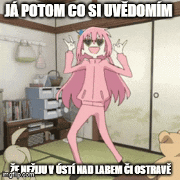 a cartoon of a girl dancing in a room with the words ja potom co si uvedomim