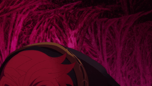 a red haired anime character with a black shirt and a necklace