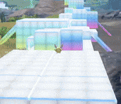 a butterfly is flying over a white surface in a game