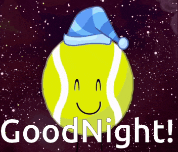 a tennis ball with a smiley face and the words goodnight