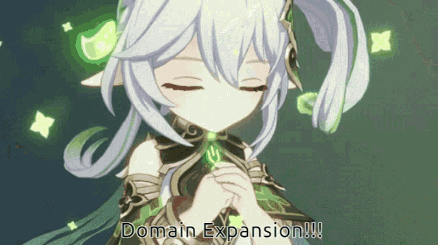 a girl in a video game with the words domain expansion written above her