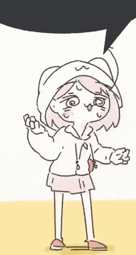 a cartoon drawing of a girl with a speech bubble .
