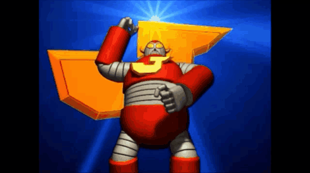 a robot with a letter j on his chest