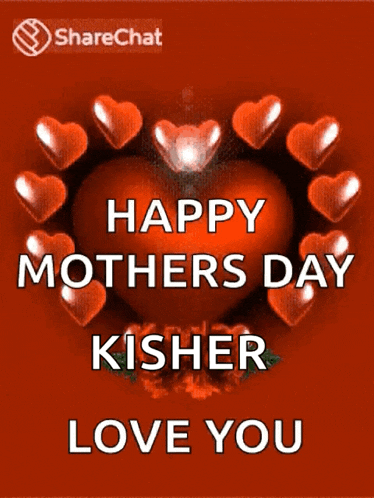 a red heart with hearts around it that says happy mothers day