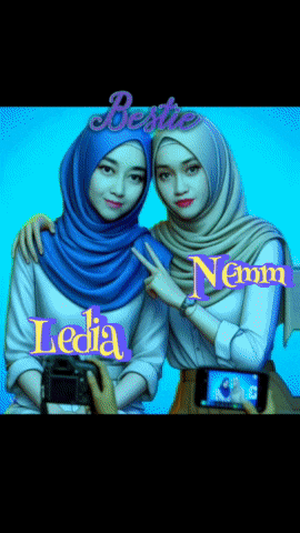 a picture of two women with the words bestie nemm on the bottom right