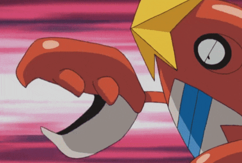 a red and yellow cartoon character with a yellow star on his head