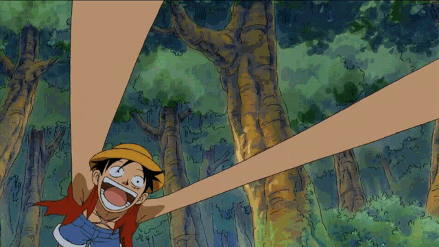monkey d luffy is flying through the air with his arms outstretched