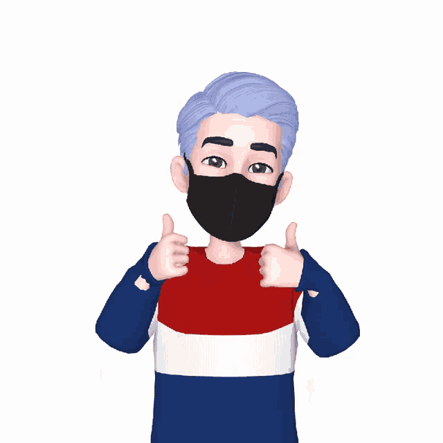 a cartoon character wearing a black mask is giving a thumbs up