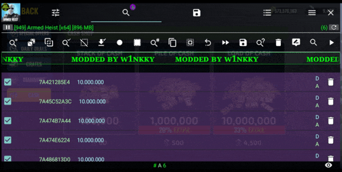 a screenshot of a game called armed heist with a purple background