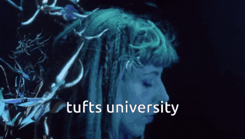 a picture of a woman with dreadlocks and the words tufts university on the bottom