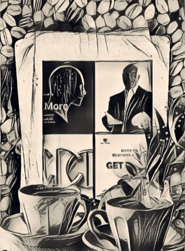 a black and white drawing of a book titled " more "