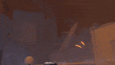 a video game character is shooting a laser beam at another character