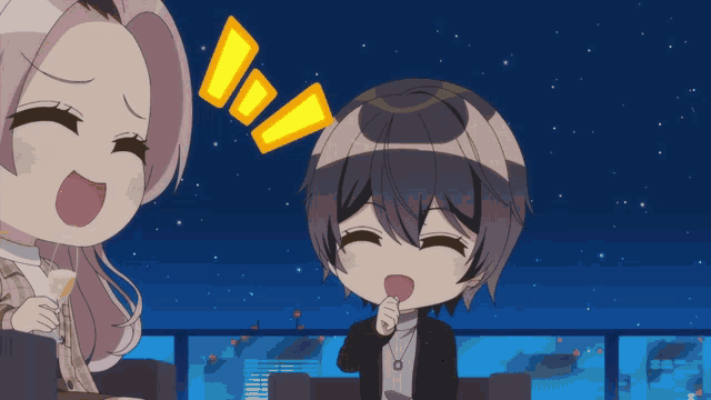 a girl with a surprised look on her face is next to another girl with a surprised look on her face