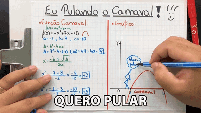 a person is writing on a piece of paper that says quero pular