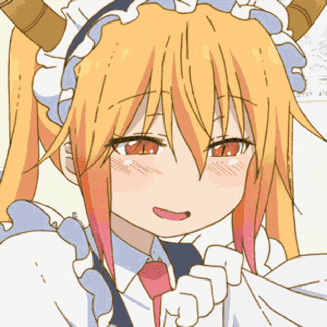 a close up of a cartoon character with horns and pigtails