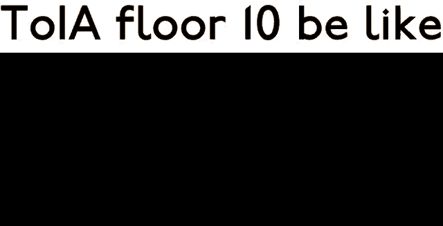 a black screen with the words tola floor 10 be like on it