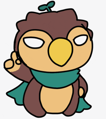 a cartoon bird with a green scarf around its neck