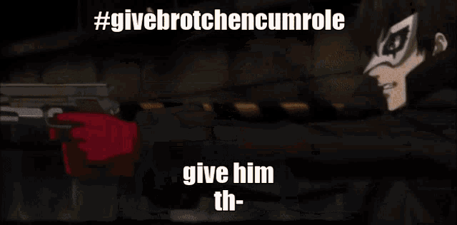 a cartoon of a woman with wings and the caption #givebrotchencumrole give him th
