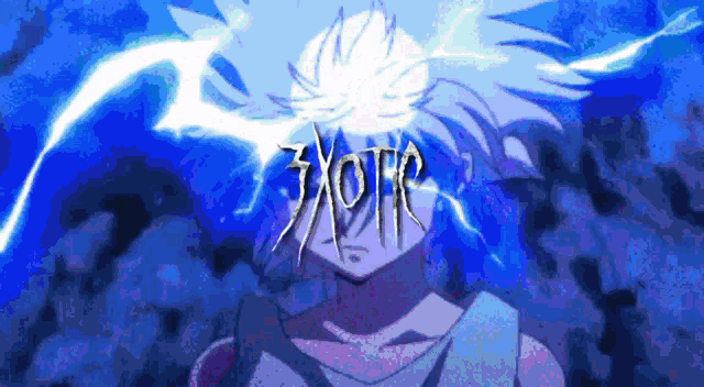 a drawing of a person with a lightning bolt and the word exotic