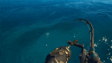 a fishing rod with a rat on it in the ocean