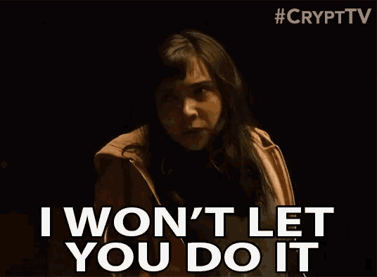 a woman is saying i won 't let you do it in a dark room .