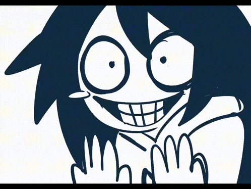 a black and white drawing of a cartoon character with a big smile on his face
