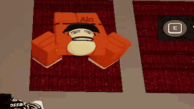 a cartoon character is laying on a rug with the word calm written on it