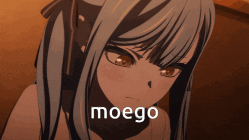 a picture of a girl with the word moego written on it