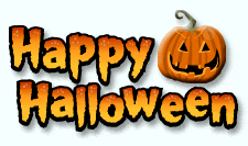 a happy halloween sign with a pumpkin in the background
