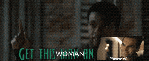 a poster that says get this woman an with a picture of a man