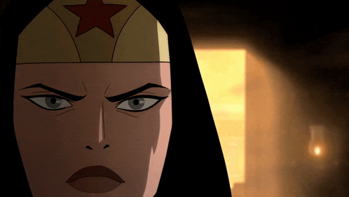 a close up of a woman with a red star on her head
