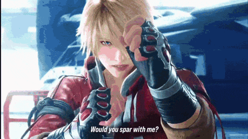 a video game character says " would you spar with me ? "