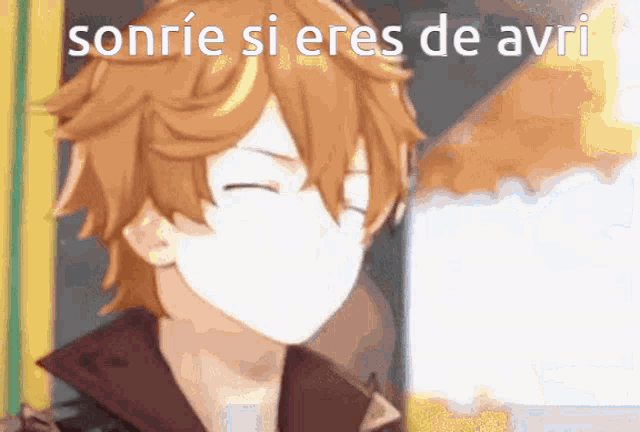 a cartoon character with a mask on his face and the words sonrie si eres de avril on the bottom