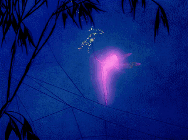 a purple fairy is flying through the air with a dragonfly