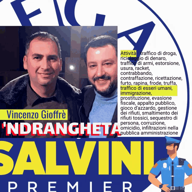 a poster with two men and the word salvini